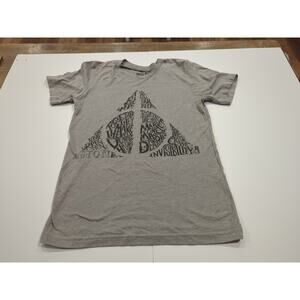 Used Harry Potter Deathly Hallows Logo Tee Small Gray Black Used